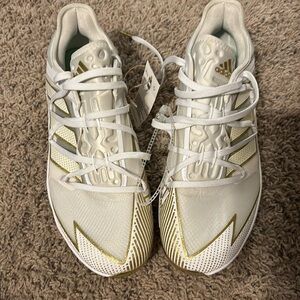 Adidas Adizero gold and white baseball cleats 9.5